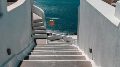 Cycladic terrace overlooking the Aegean Sea
