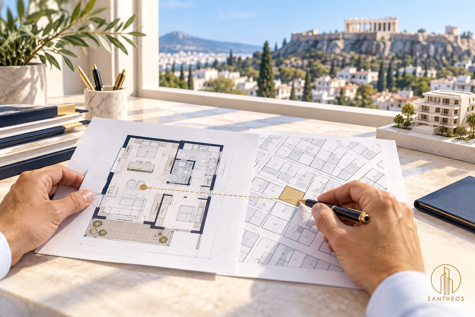 Architectural plan and cadastral map reconciliation for a Greece Golden Visa property