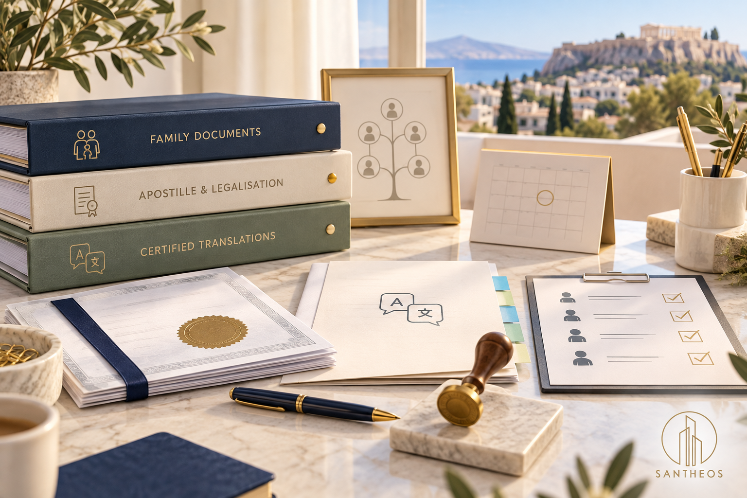 Apostille, certified translation and family document name matching for a Greece Golden Visa application