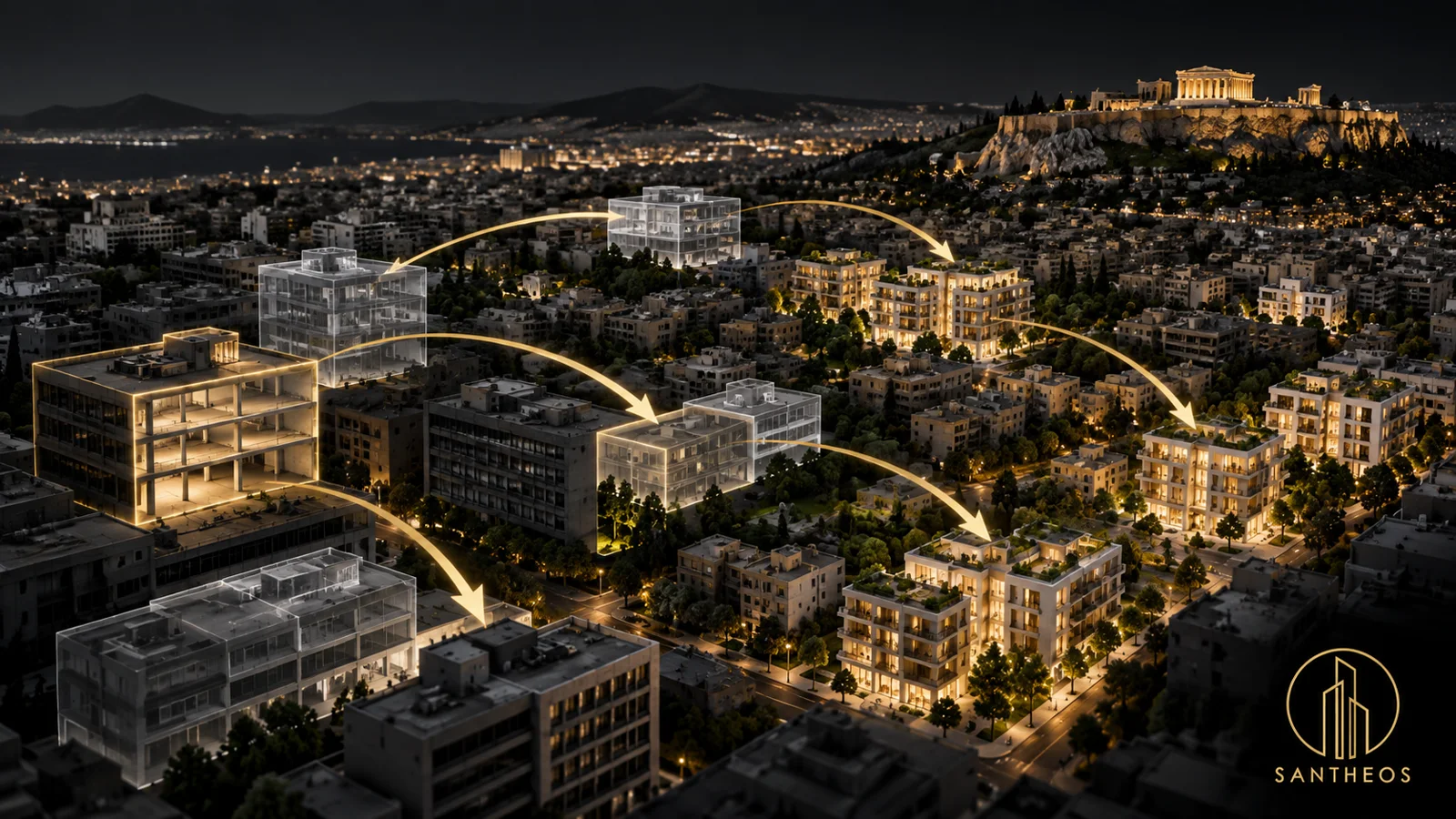 Athens commercial buildings selectively converted into new residential supply