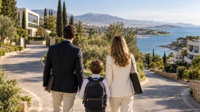 International family comparing North Athens schools with the Athenian Riviera residential lifestyle.