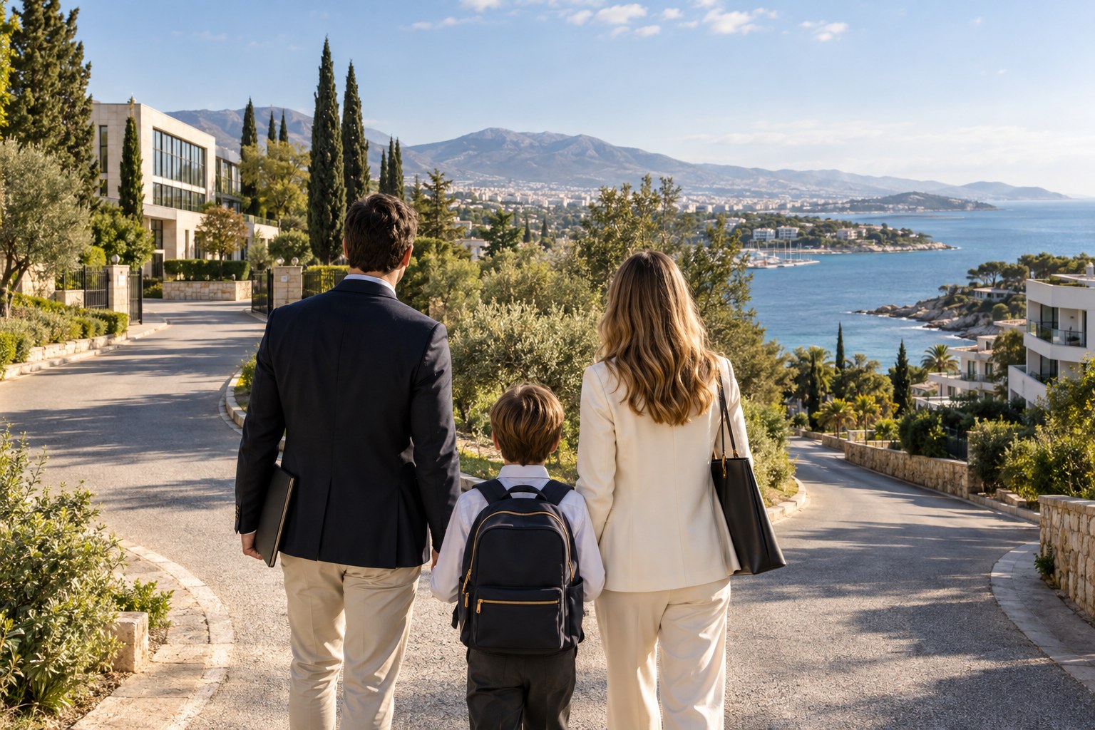 International family comparing North Athens schools with the Athenian Riviera residential lifestyle.