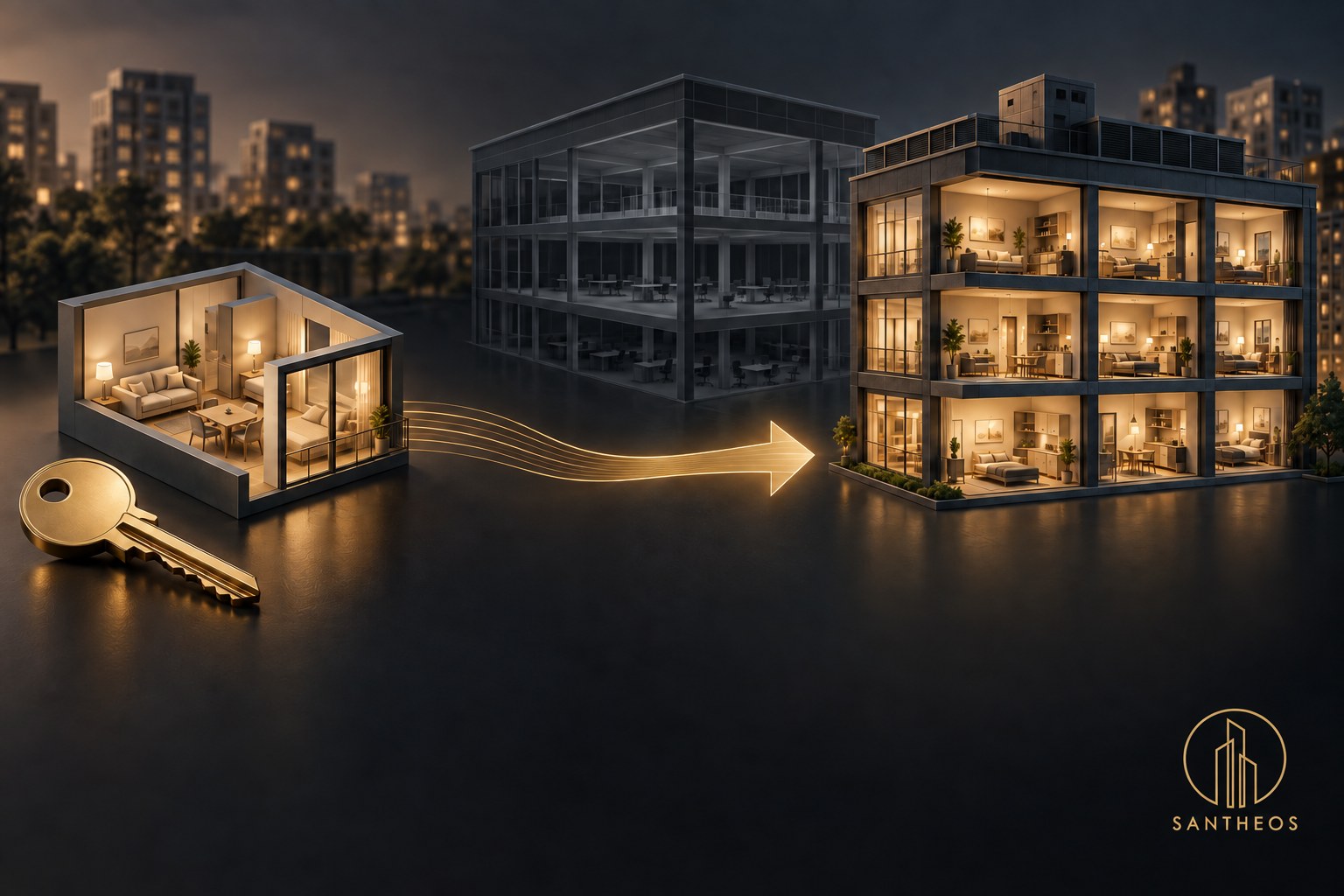Illustrative policy shift from purchasing existing housing to creating new homes through office conversion.
